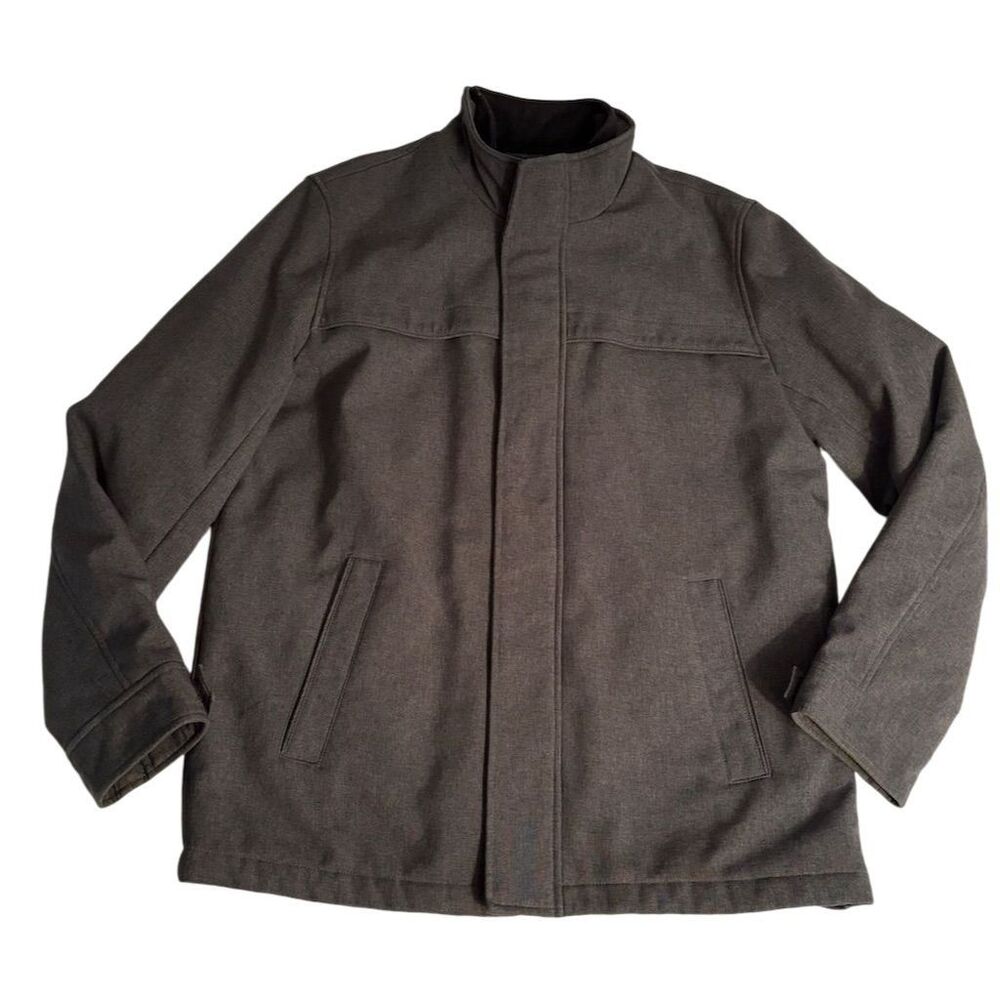 Dockers Men's Large Gray Grey Softshell Jacket with Microfleece Bib